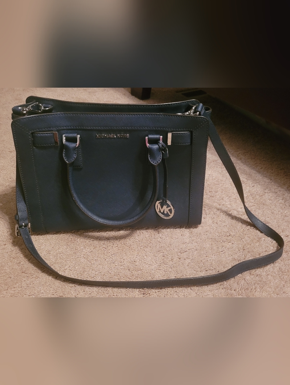 Michael Kors Dark Navy Blue Saffiano Leather Satchel